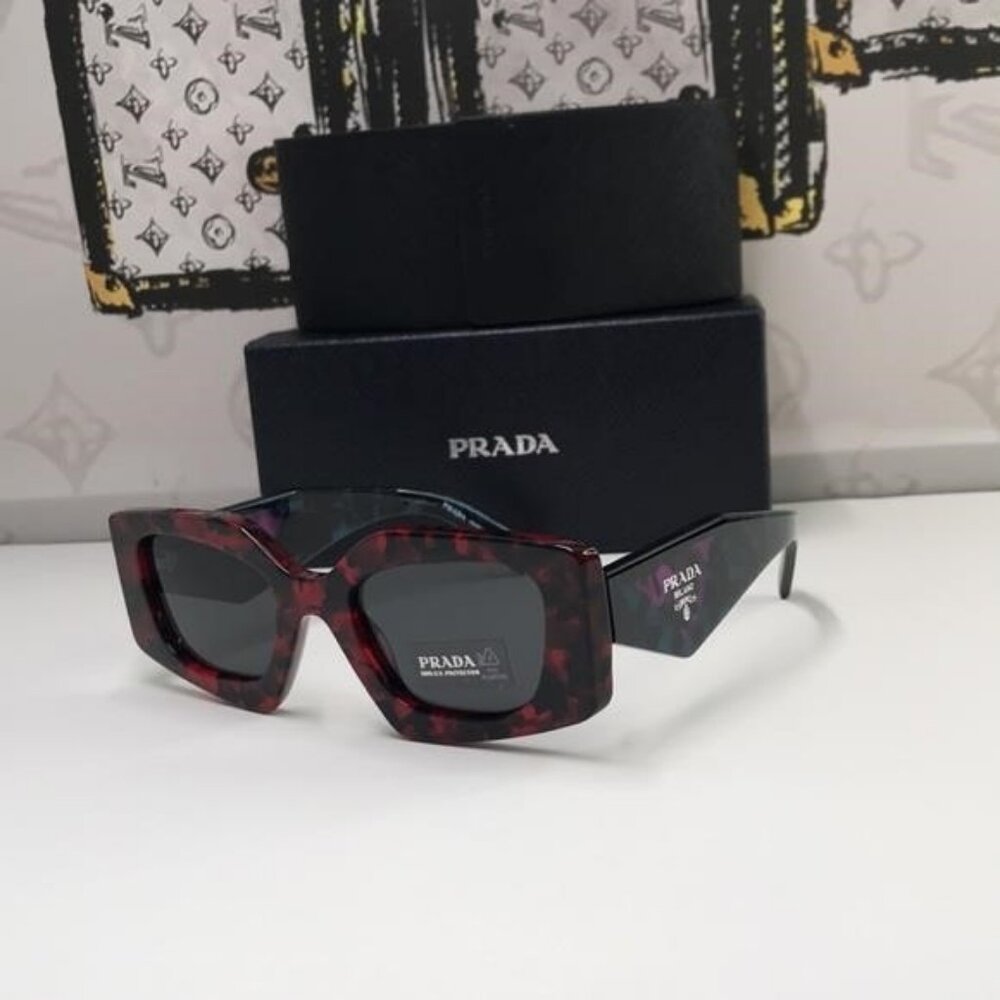 New Authentic Prada Red Tortoise Shell Sunglasses